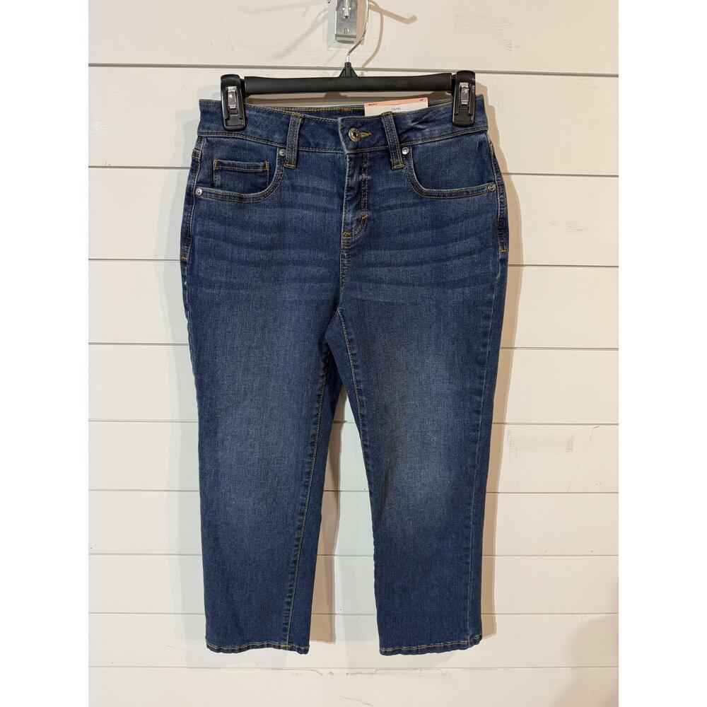 Style & Co Women's Blue Petite Mid-Rise Curvy Roll-Cuff Capri Jeans 2P NWT - Picture 2 of 3